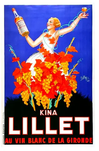 Original 1937 Kina Lillet French Vintage Advertising Poster by Robys (Framed / Large)
