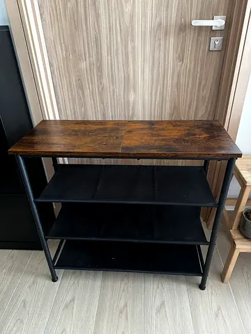 Wooden Top Metal Frame 3-Shelf Storage Unit / Shoe Rack