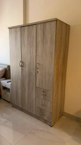 3-Door Wooden Wardrobe closet with Drawers – For Sale