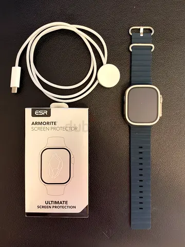 Apple Watch Ultra 1 49mm Titanium GPS + Cellular, Blue Band, Charger and Screen Protector