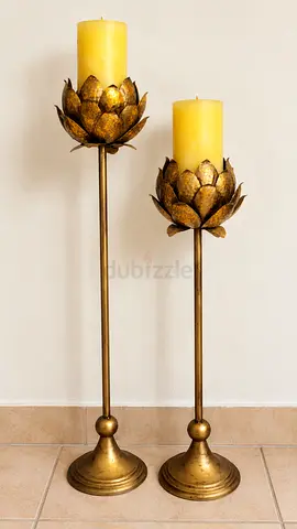 Antique-Style Gold Lotus Candle Holder – Elegant Home Décor