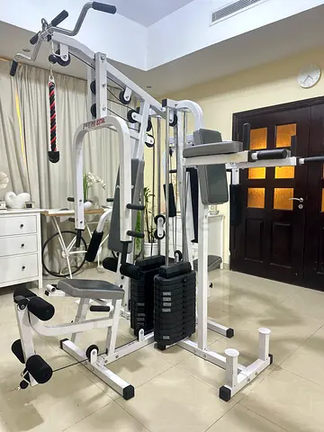 Multi-Station Home Gym Machine — Complete Cable & Weight Stack System