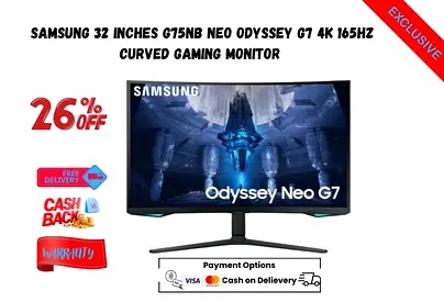 Samsung 32 inches G75NB Neo Odyssey G7 4K 165Hz Curved Gaming Monitor-Free delivery-Warranty