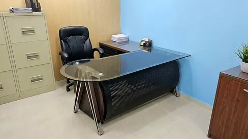 Executive glass-top office desk - good condition (Price Negotiable)