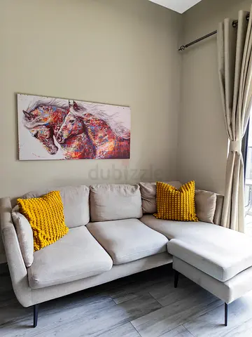 Light grey L-shaped sofa with chaise - modern, good condition, cash only