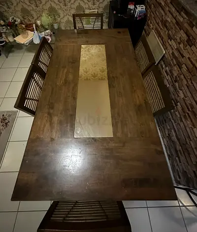 Dining Table with Matching 6 Chairs, Good Condition