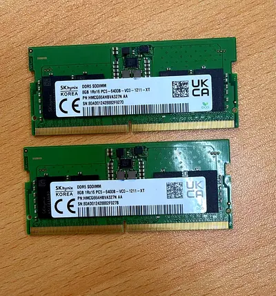 Pair of SK hynix DDR5 8GB SODIMM RAM sticks (2 x 8GB) - Laptop Memory