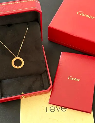 Cartier love necklace Roségold 3 diamonds