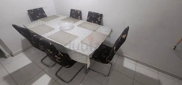 Steel & Glass Dining Table with 6 Chairs - Good Condition