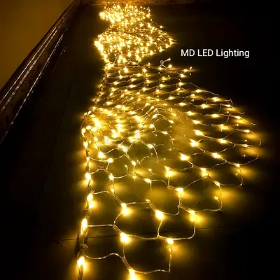 Decorative Warm White LED Net Lights - Large String Fairy Lights 3m long 80cm down