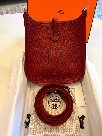 Hermes Mini Evelyne in Rouge H