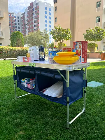 Portable Folding Camping Table with Under-Storage Shelf