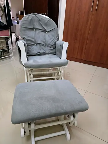 Junior Glider chair with ottoman Rocking nursing chair Grey colour with matching footstool