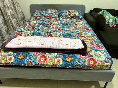 Queen size Bed with spring mattress for Sale in Dubai Silicon oasis