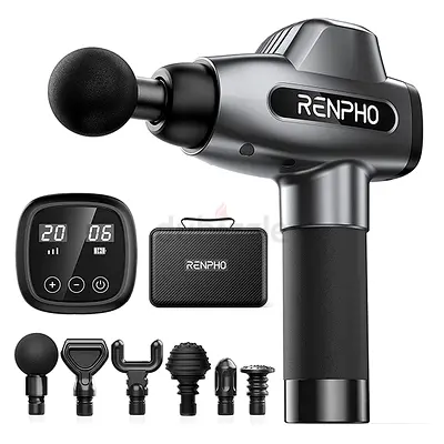 RENPHO Percussion Massage Gun, Professional Powerful, 20 Speeds with 6 Massage Heads/ C3 GUN