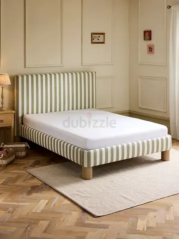 Strip fabric square headboard double size bed