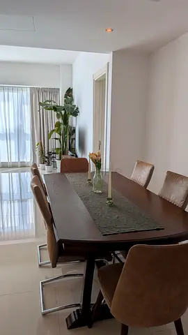 Wooden Dining Table with 6 Upholstered Chairs - Good Condition