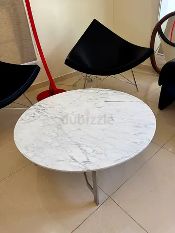 Molteni&C Quake coffee table Carrara grey chrome base H37 D90 cm