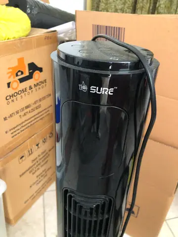 Black Sure Tower Fan - Compact Oscillating Fan, Used