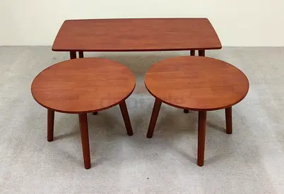 Set of 3 Mid-Century Style Wooden Coffee & Side Tables