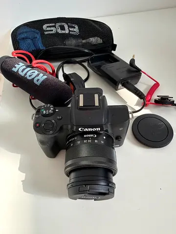 Canon EOS M50 with 15-45mm Lens + Rode Microphone and Accessories