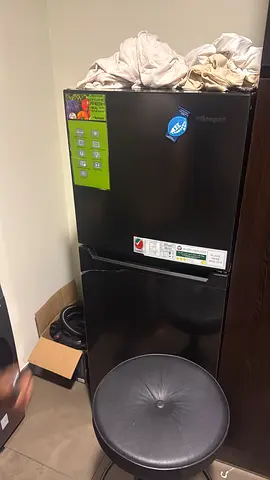 Compact Black Double-Door Refrigerator - Good Condition