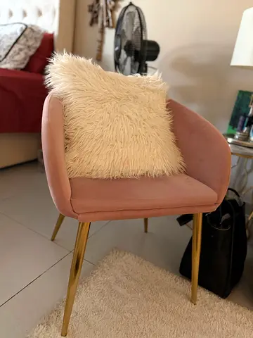 Pink Velvet Accent Chair with Gold Legs