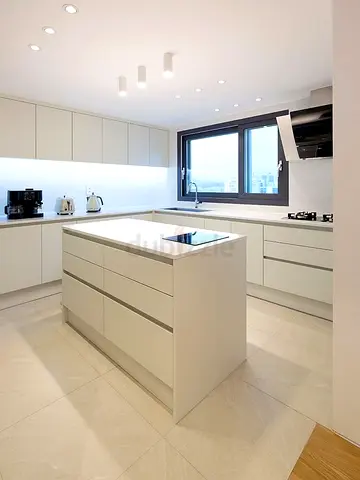 Modern white kitchen island