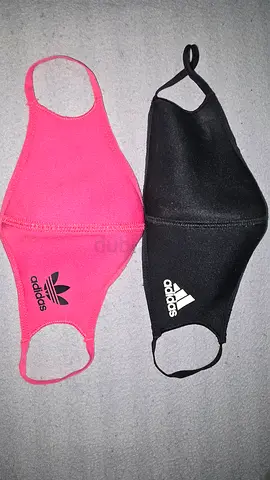 Set of 2 Adidas reusable fabric face masks — pink and black