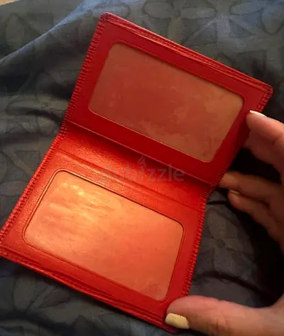 Red Leather Card Holder / Small Wallet - Gently Used