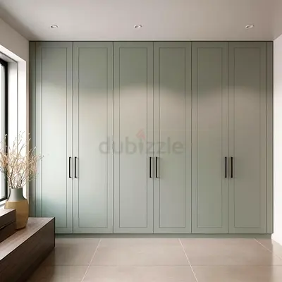Built-in 6-door Wardrobe in Matte Sage