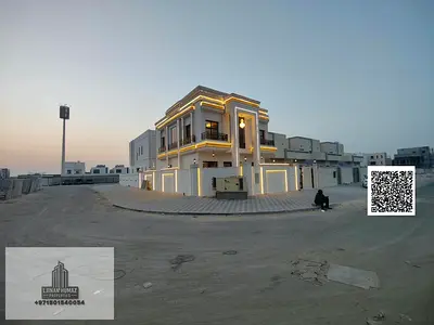 Villa for sale in the "Al Zahia" area – includes registration fees. Features 6 bedrooms, a majlis, a living room, and a maid's room. Bank financing is