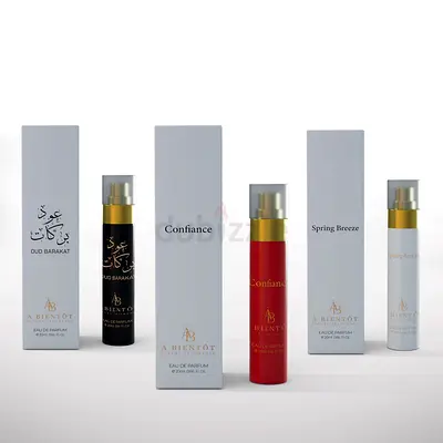 Set of 4 Travel Perfume Sprays — Oud Barakat, Confiance, Spring Breeze