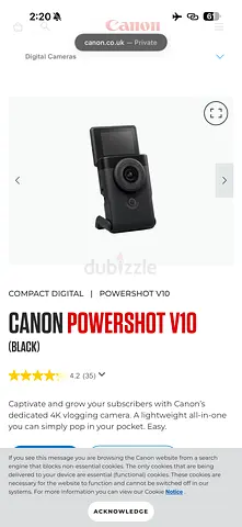 Canon PowerShot V10 compact digital camera (black) - brand new