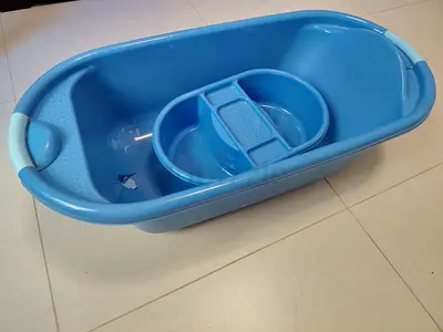 Blue Baby Bath Tub with Infant Support Insert - Good Condition