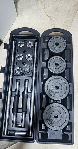 Adjustable Dumbbell Set with Barbell Conversion in Carry Case