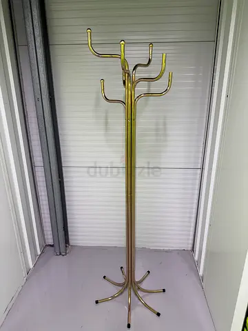 Brass optic freestanding coat rack / hat stand - tall metal coat hanger (steel)
