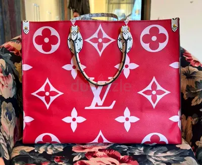 LV OTG Rouge Rose Canvas Large Designer Tote Bag Multi Color