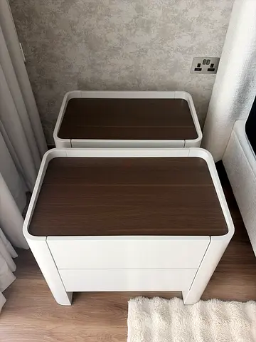 Premium Nightstands Set of 2 – Light Grey & Walnut, 65x40x56 cm