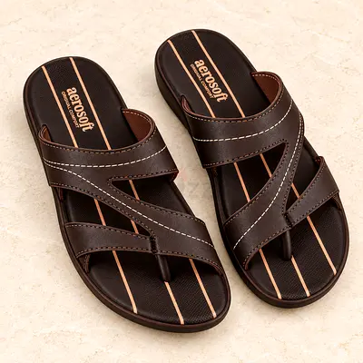 Aerosoft Men’s Toe-Post Slippers – Black & Brown – Sizes 39–42