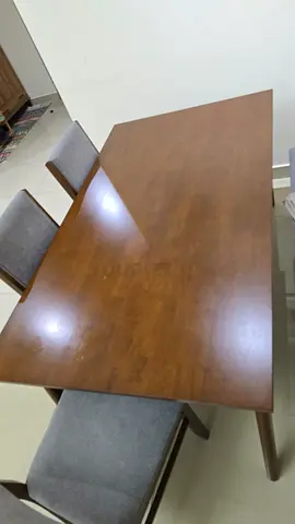 Home center Solid Wood Dining Table with 4 Upholstered Chairs - Good Condition