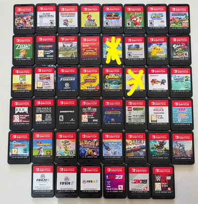 Collection of 50+ Nintendo Switch game cartridges - mixed titles