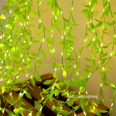 Hanging LED Vine Fairy Lights - Decorative Green Leaf String Lights size 3m long down 2m