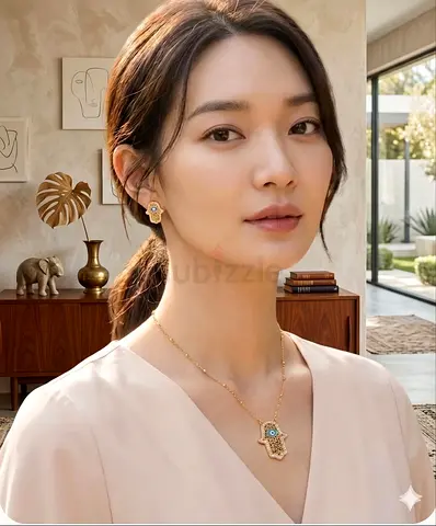Evil eye Necklace and Matching Earrings Set