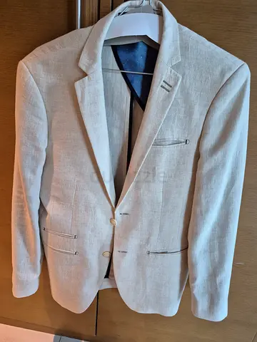 Beige Linen Men's Blazer - Size (48)