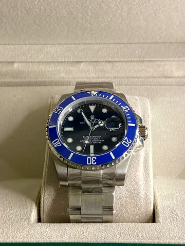 Men's Stainless Steel Submariner-Style Blue Bezel Watch batman