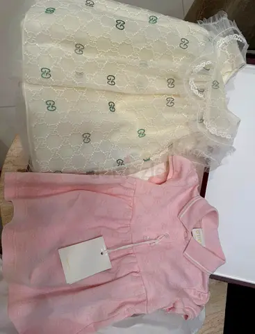 GUCCI baby girl dresses (2 pieces) - white lace and pink dress