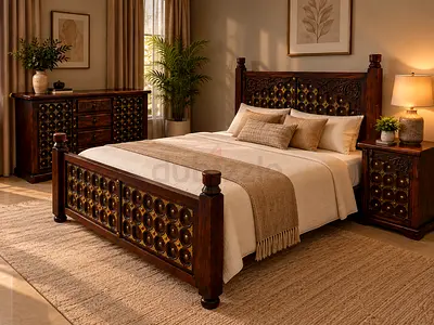 Marina Home Solid Wood Antique Bed Set