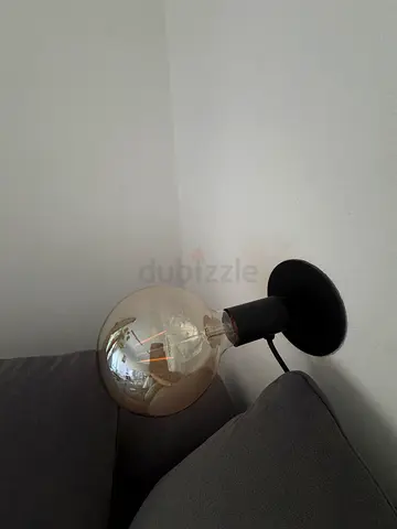 Simple black wall/ceiling light with large decorative bulb