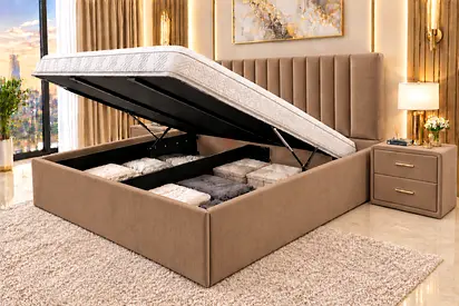 New Upholstered Storage Bed with Hydraulic Lift - Queen Size bed